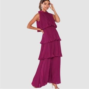 True Decadence Women’s Tara Pleated Maxi Dress in Magenta - size Small